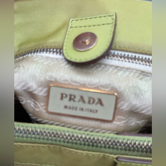 Prada - Authentic - Lime Green Canvas / Nylong Shoulder / Tote Bag - Picture 11 of 16
